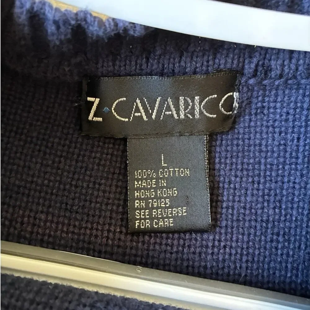 Vintage 80s Z Cavaricci Mens Knit Sweater Fisherman Embroidered Monogram Crest L